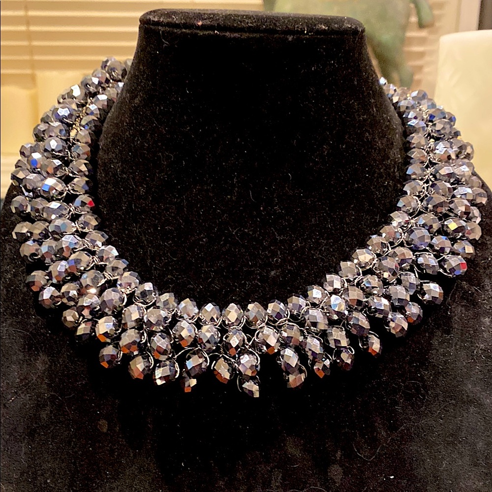 Nakamol Aurora Borealis Crystal Bib Necklace. Silver.New with Tag $128.00
